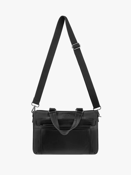 Schwarzes Leder Laptop Rucksack Tasche