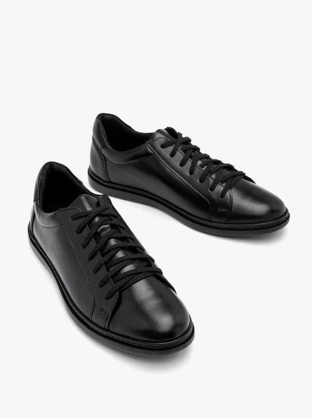 Men's black lace-up semi-boots in sporty style
