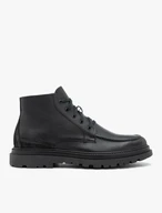 Schwarz genarbte Lederstiefel