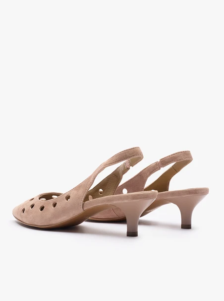 Brudnoróżowe wycinane czółenka bez pięty slingback
