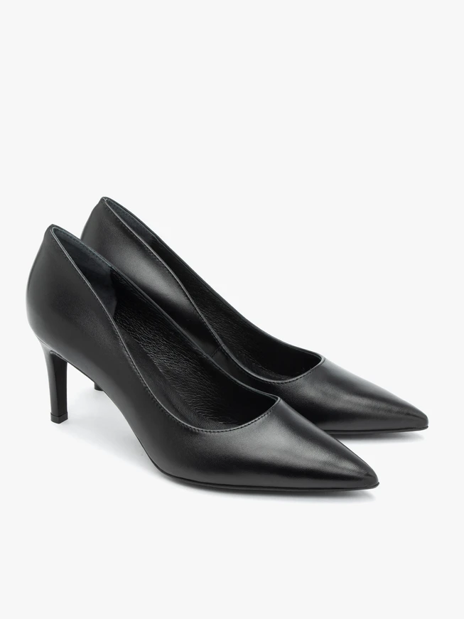 Schwarze Stiletto-Pumps aus Leder