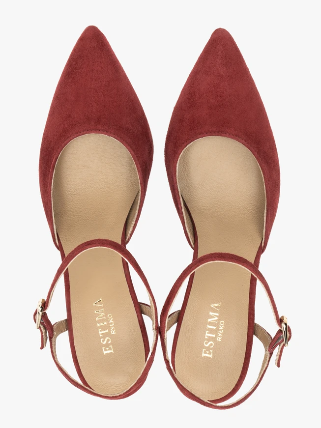 Kastanienbraune Slingback-Pumps ohne Absatz