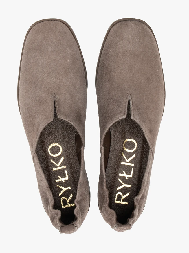 Braune Veloursleder-Slipper-Halbschuhe
