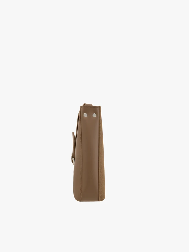 Dunkelbeige mittelgroße Tasche mit Schnalle