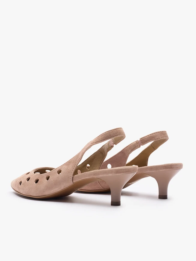 Dreckig rosafarbene Slingback-Pumps ohne Absatz mit Cut-out