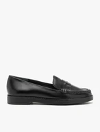 Schwarze minimalistische Mokassins aus genarbtem Leder