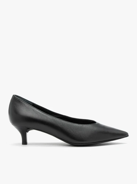 Classic black leather pumps for women