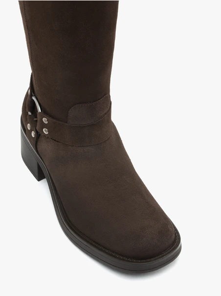 Ciemnobrązowe kozaki biker boots