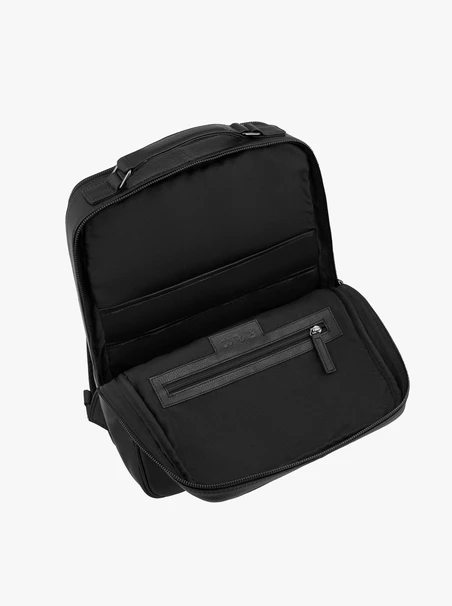 Schwarzes Leder Laptop Rucksack Tasche