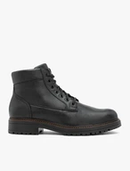 Schwarz genarbte Lederstiefel