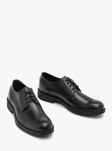 Schwarze Herren Schnürhalbschuhe aus Leder