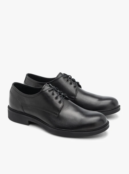 Schwarze Herren Schnürhalbschuhe aus Leder