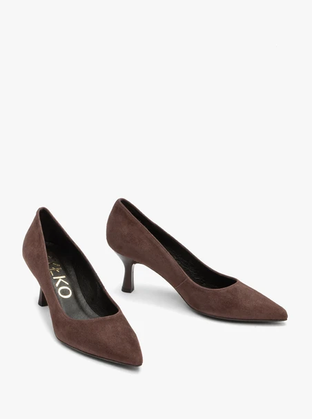 Braune Stiletto-Pumps aus Leder