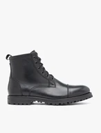 Schwarzer isolierter Vollnarbenlederstiefel