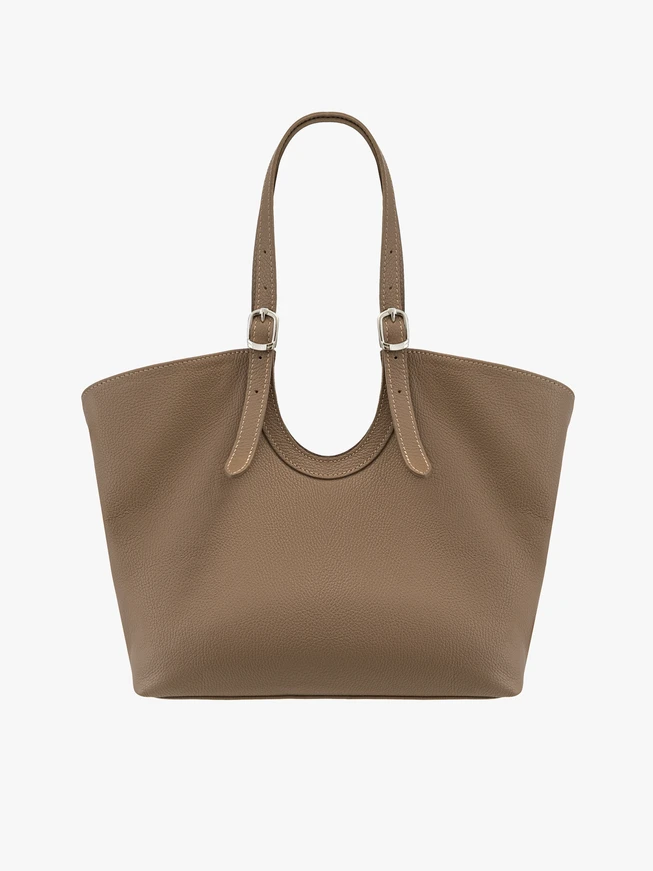Dunkelbeige große Shopper-Tasche