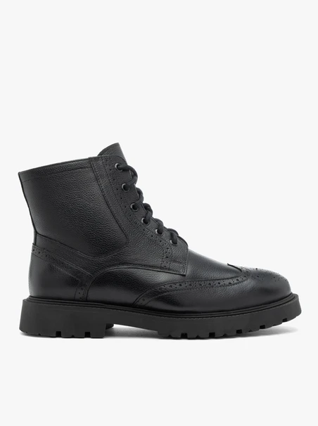 Black leather men's boots