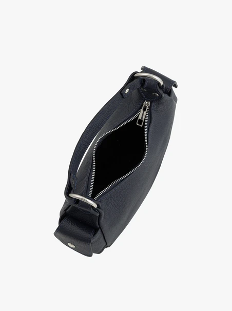 Marineblaue vollnarbige Lederhandtasche