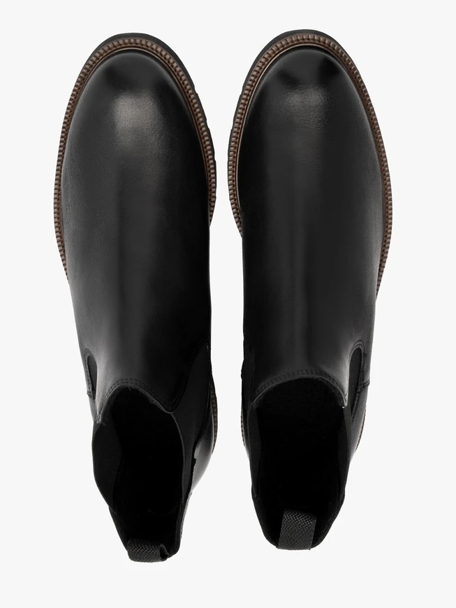 Schwarzer Herren-Pantoffelstiefel mit braunem Futter