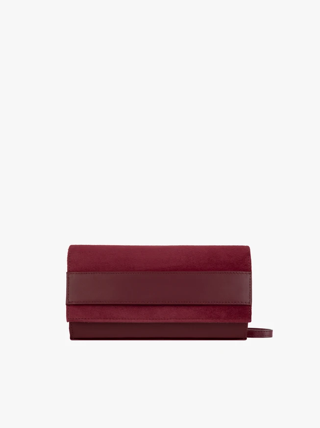 Kastanienbraune zweifarbige Ketten-Clutch-Tasche