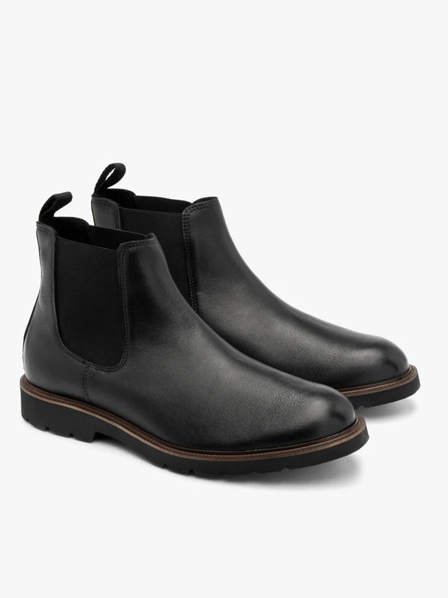 Schwarzer Herren-Pantoffelstiefel mit braunem Futter