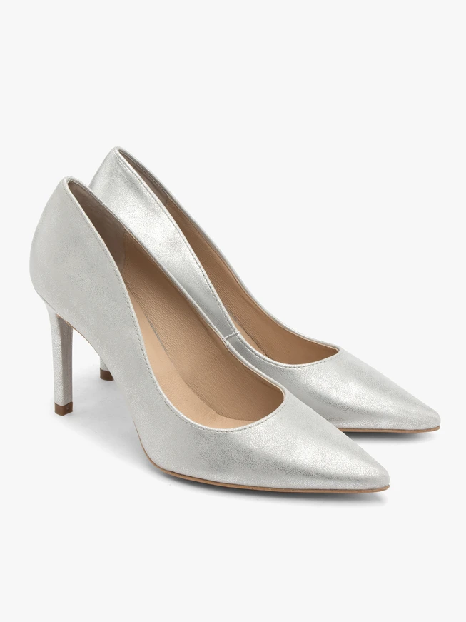 Silver high stiletto pumps