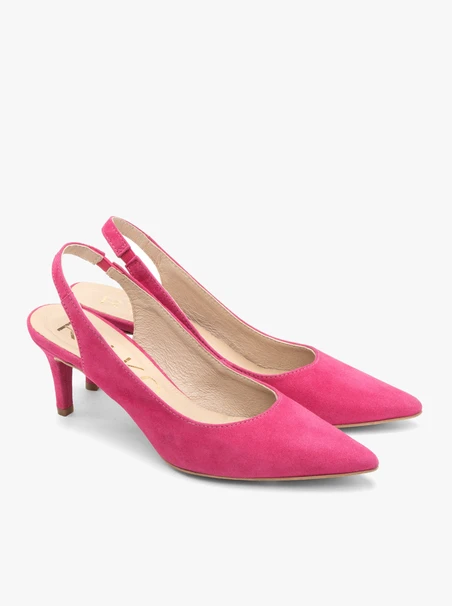 Fuchsia slingback pumps