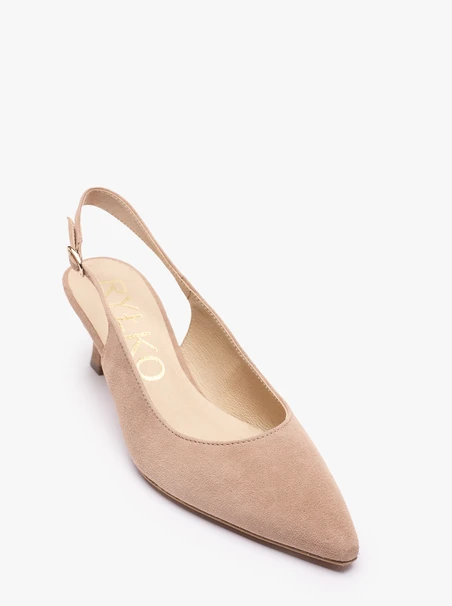 Beżowe czółenka slingback bez pięty