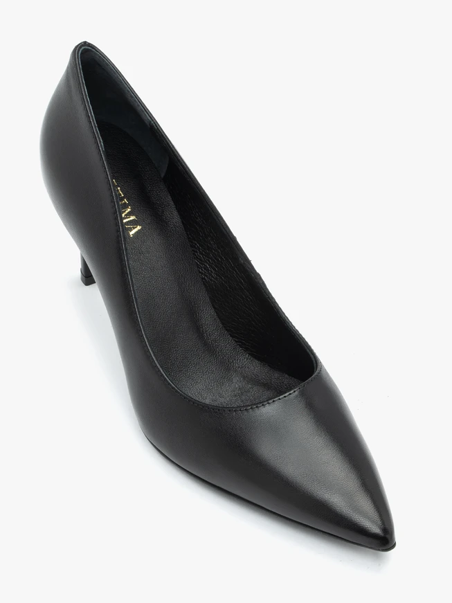Schwarze Stiletto-Pumps aus Leder