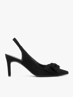 Slingback-Pumps aus Velours mit Schleifenverzierung