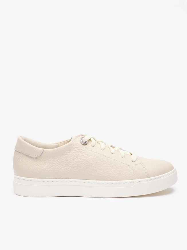 Beżowe sneakersy ze skóry licowej