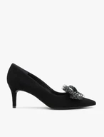 Schwarze Pumps mit abnehmbarer Schleife