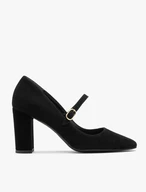 Schwarze Stiletto-Pumps mit Riemen