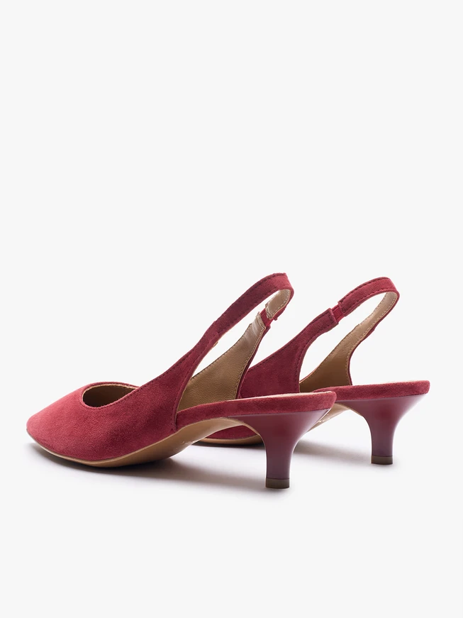 Kastanienbraune Slingback-Pumps ohne Absatz