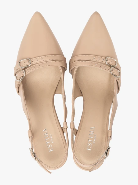 Czółenka slingback z dekoracyjnymi paskami