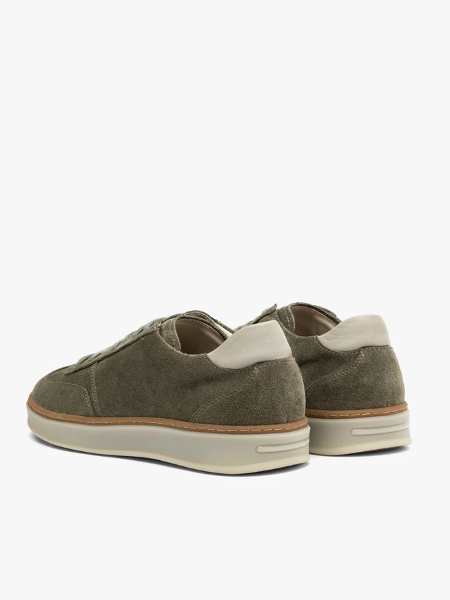 Olive-weiße Schnürhalbschuhe