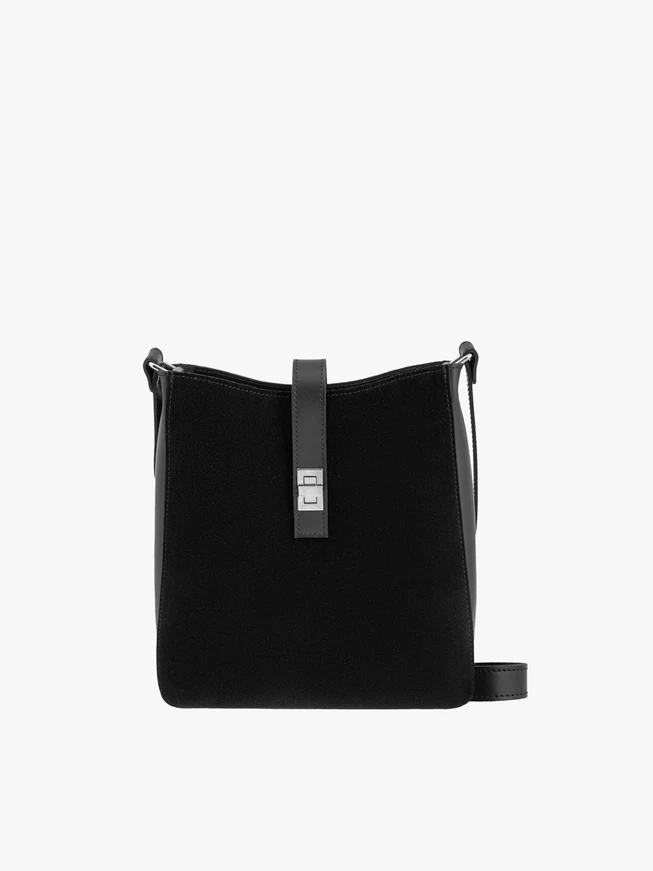 Schwarze mittelgroße Tasche mit Schnalle