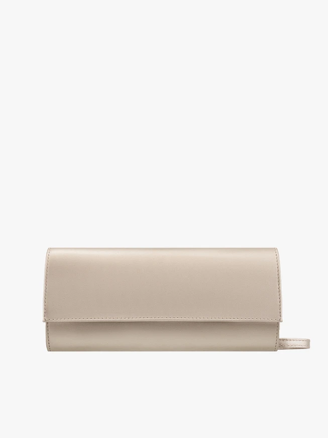 Längliche Platin-Clutch-Tasche mit Kette