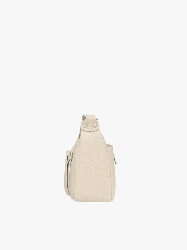 Cremefarbene Lederhandtasche