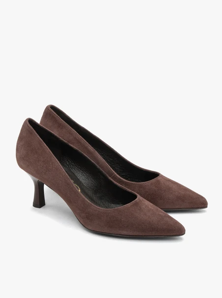 Braune Stiletto-Pumps aus Leder
