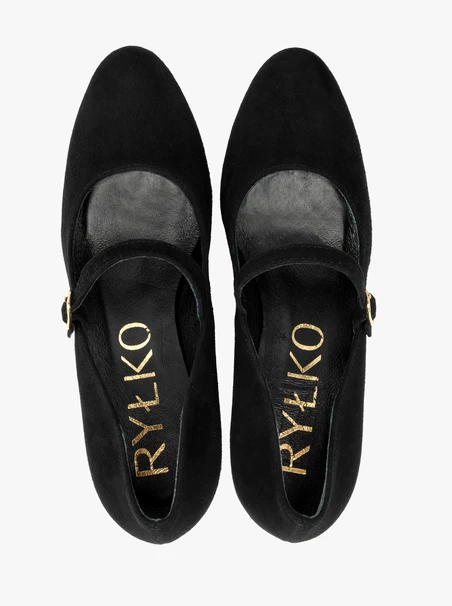 Schwarze Stiletto-Pumps mit Riemen