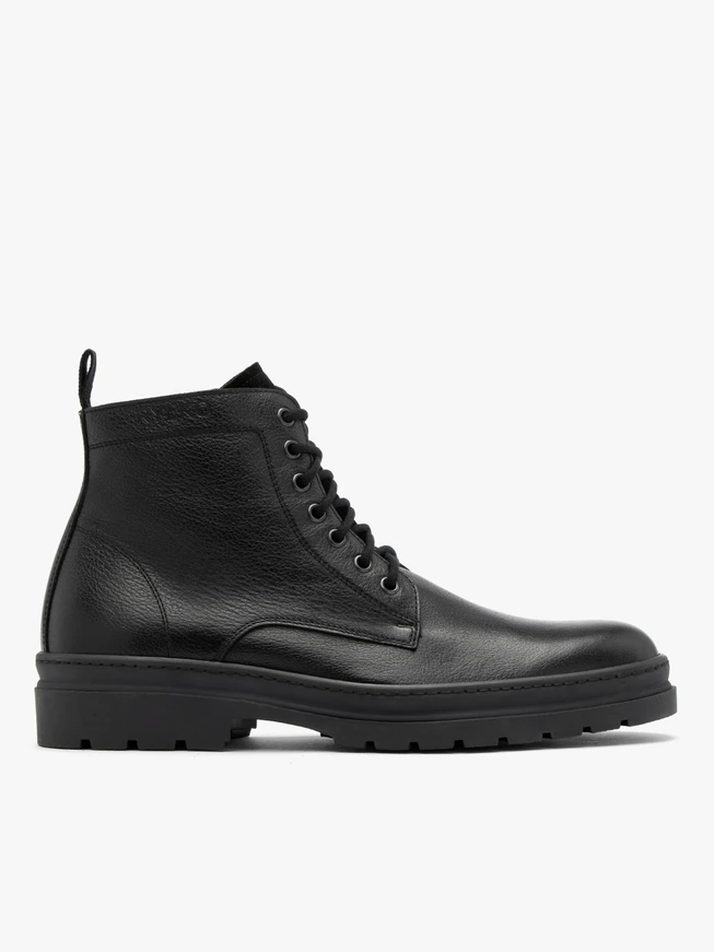 Black men’s boots with logo on the upper