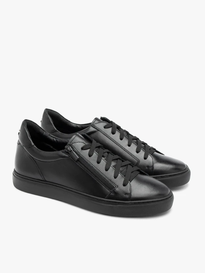 Schwarze Herren-Turnschuhe mit dekorativem Reißverschluss