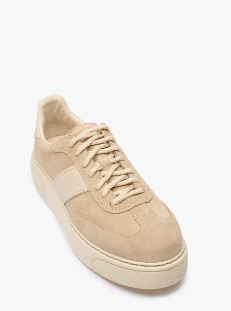 Beige sporty leather shoes