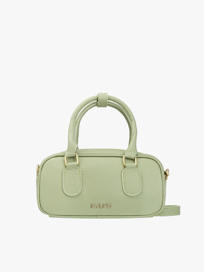 Baguette-Handtasche aus hellgrünem Leder