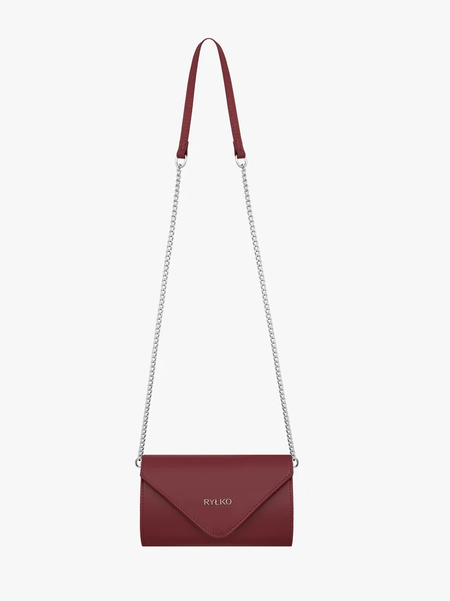 Kastanienbraune Leder-Clutch-Tasche