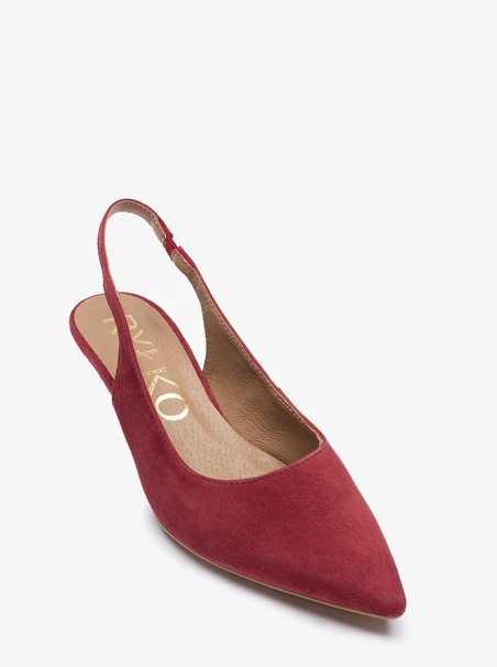 Bordowe czółenka bez pięty slingback