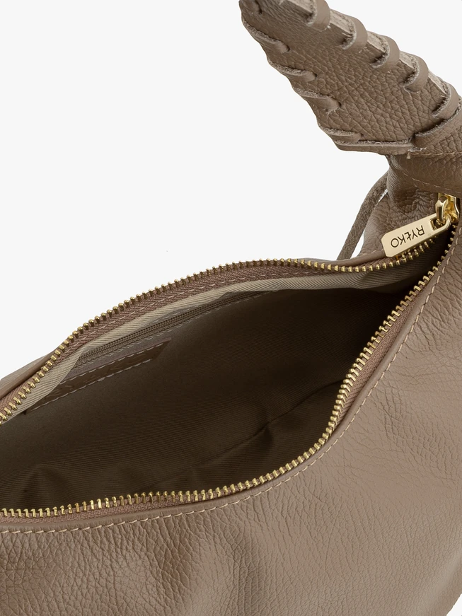 Dunkelbeige Vollnarbenlederhandtasche
