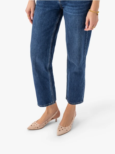 Brudnoróżowe wycinane czółenka bez pięty slingback