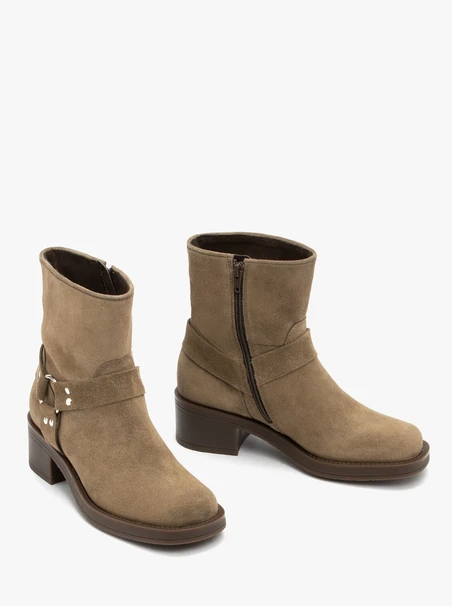 Olivgrüne Biker-Stiefel