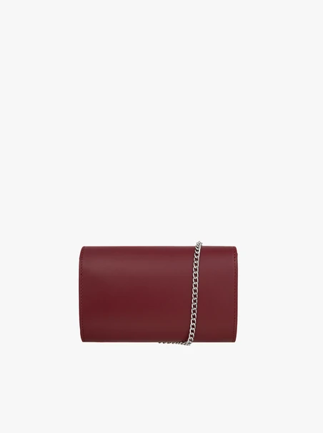 Burgundy leather clutch bag